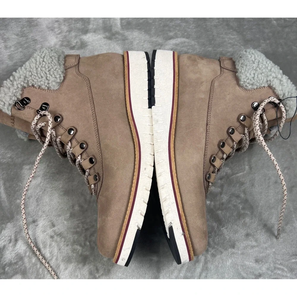 Cole Haan GrandExplore Waterproof Shearling Hiking Boots Tan Nubuck Womens‎ 9